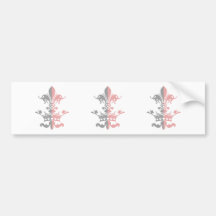 Fleur Heart Crown - Pink Bumper Stickers