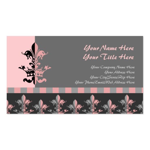 Fleur Heart Crown - Pink Business Card (front side)