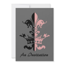 Fleur Heart Crown - Pink invitations by Fleurishes Fleur Heart Crown - Pink invitations