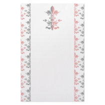 Fleur Heart Crown - Pink Stationery Design