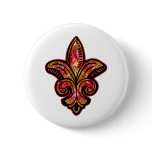 Fleur Medieval - Red Pinback Button