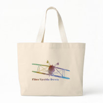 Flies Upside Down Stunt Plane Tote Bags