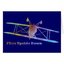 Flies Upside Down Stunt Plane Greeting Cards