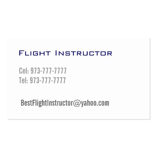 Flight Instructor Business Cards (back side)