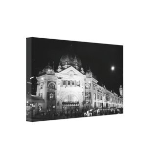 Flinders Station, Melbourne - Black &amp; White Canvas
