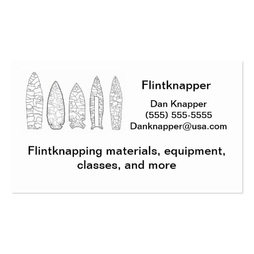 flintknapper's business card (front side)