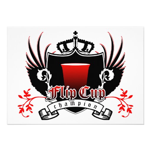 flip cup champion royal crest custom invites