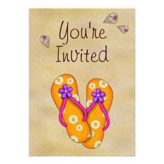Flip Flop and Beach Birthday Party Invitation