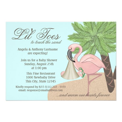 Flip Flop and Flamingo Baby Shower Announcements
