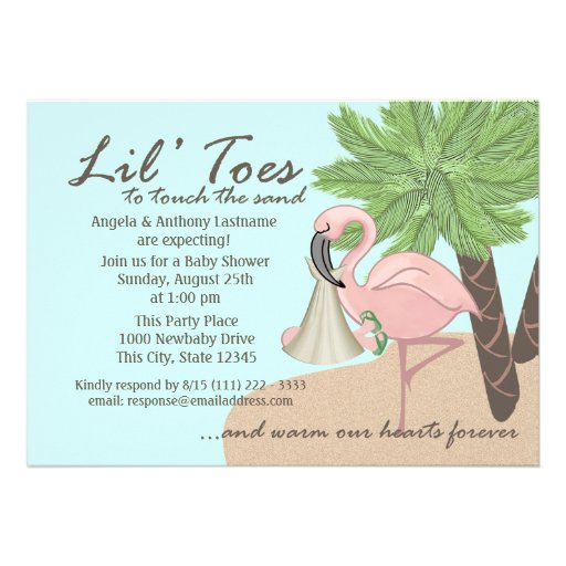 Flip Flop and Flamingo Baby Shower Custom Announcements