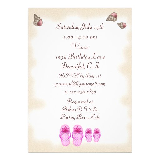 Flip Flop Baby Shower Invitations for Girls