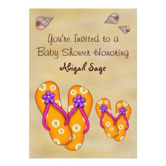 Flip Flop Baby Shower Invitations for Girls