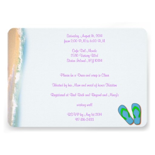 Flip Flop Beach Bridal Shower Invitations