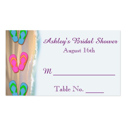 Flip Flop Beach Bridal Shower Place Cards Business Cards (front side)