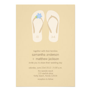 Flip Flop Beach Wedding Invitations -Blue Flower