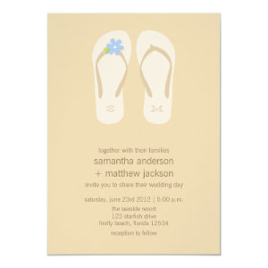 Flip Flop Beach Wedding Invitations -Blue Flower