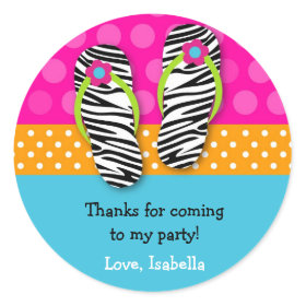 Flip Flop Birthday Party Favor Stickers Labels Kid