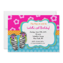 Flip Flop Luau Pool Party Birthday Invitations