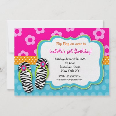Flip Flops  Wedding Party on Flip Flop Luau Pool Party Birthday Invitations By Littleseirastudio