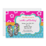 Flip Flop Luau Pool Party Birthday Invitations