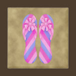 Flip Flop Pink Stripes Magnet magnets