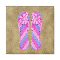 Flip Flop Pink Stripes Magnet