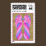 Flip Flop Pink Stripes Postage Stamp stamps