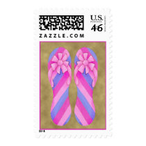 Flip Flop Pink Stripes Postage Stamp