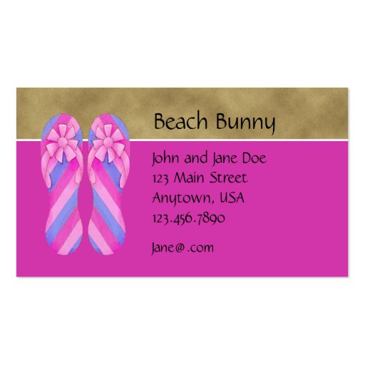 Flip Flop Pink Stripes Profile Card Business Card (front side)