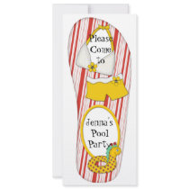 Flip Flop Pool party Birthday Invitation