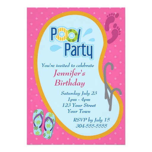 Flip Flop Pool Party Birthday Personalized Announcement
