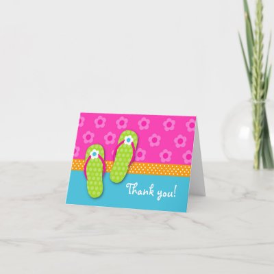 Flip Flop Pool Party Folded Thank you note cards