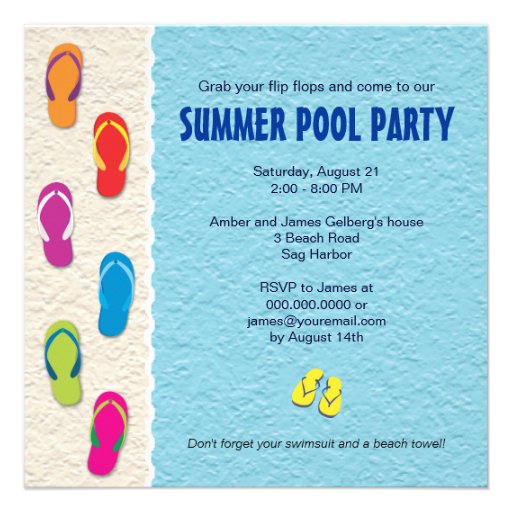 Flip Flop Pool Party Invitation