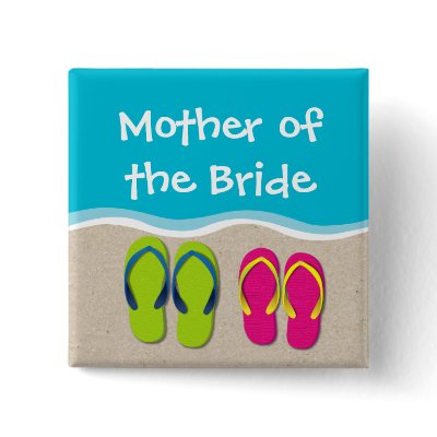 Flip Flop Wedding on the Beach Bridal Party Button