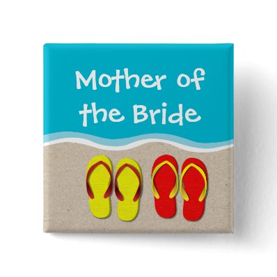 Flip Flop Wedding on the Beach Bridal Party Button