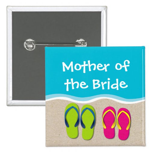 Flip Flop Wedding on the Beach Bridal Party Button