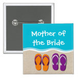 Flip Flop Wedding on the Beach Bridal Party Buttons