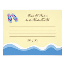 Flip Flops Beach Bridal Advise Card Personalized Invitations