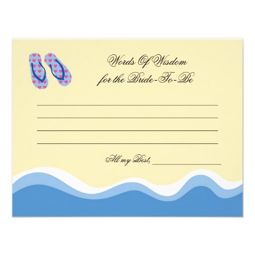 Flip Flops Beach Bridal Advise Card Personalized Invitations