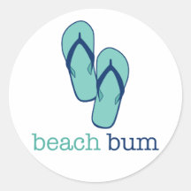 Flip Flops Beach Bum Round Sticker