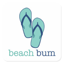 Flip Flops Beach Bum Square Stickers