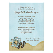 Flip Flops Beach Flower Bridal Shower Invitations