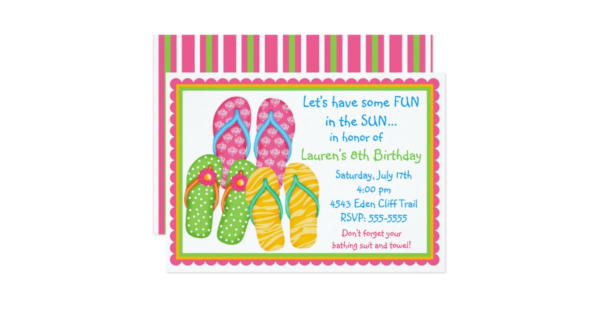 Flip Flops Birthday Invitations | Zazzle
