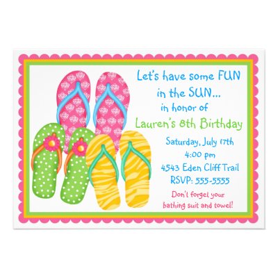 Flip Flops Birthday  Invitations