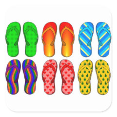 Flip Flops Colorful Fun Beach Theme Summer Gifts Stickers