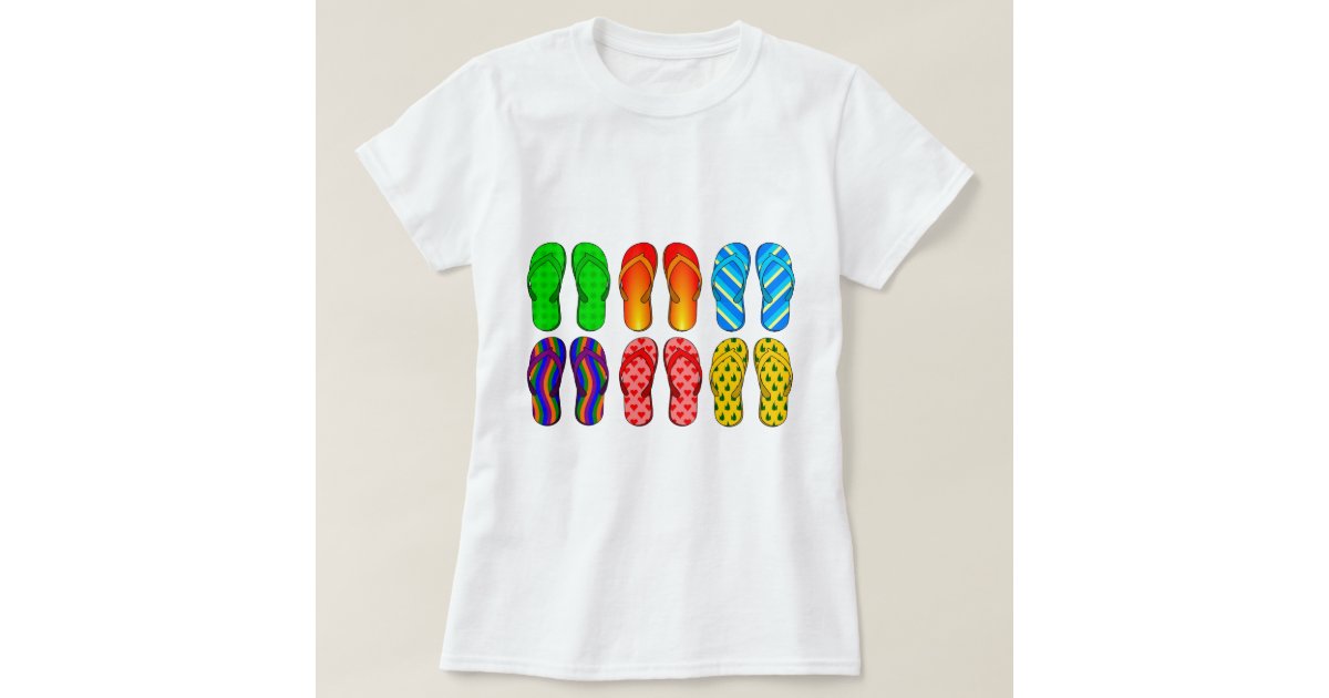 Flip Flops Colorful Fun Beach Theme Summer Gifts TShirt Zazzle