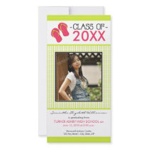 Flip Flops Graduation Photo Announcement: lime Custom Photo Card