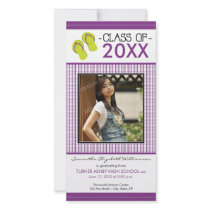 Flip Flops Graduation Photo Announcement: purple Custom Photo Card