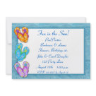5x7 - A summery invitation with multiple uses, features colorful flip-flops with water-look border.  Perfect for pool parties, BBQ's, luaus, showers, birthdays or whenever you need a fun summertime party invitation. Easy to customize with your event information.  Invitations come with envelopes.