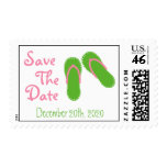 Flip-Flops Save The Date Postage (Green / Pink)